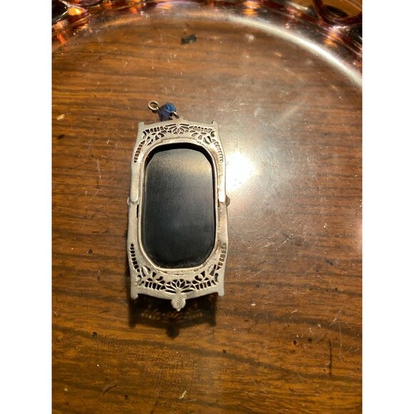 Art Deco Filigree Locket Frame w/ Black Onyx Stone | TESTED STERLING Silver Pend - Picture 7 of 7